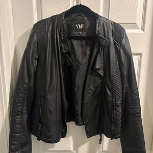 YMI Black Quilted Leather Jacket for Men